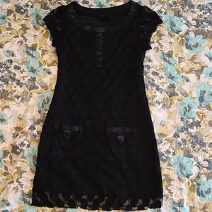 Black polkadot lace dress